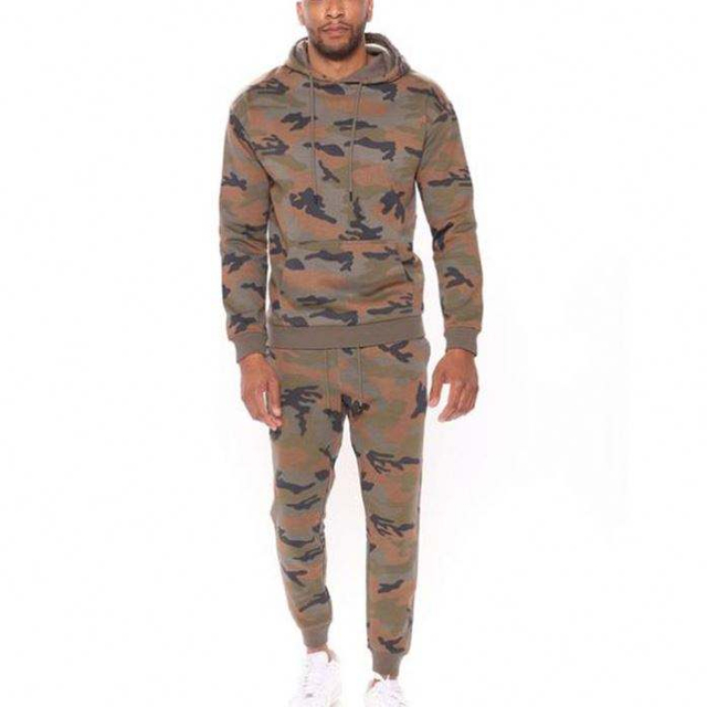 Ch&aacute;ndales a juego de dos piezas de alta calidad, conjunto de pantalones de ch&aacute;ndal con capucha de 2 piezas, conjunto de ch&aacute;ndal para correr de camuflaje para hombre