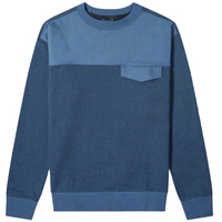 Chest Pocket Men Custom 100% Cotton Jersey Ribbed Trims Crewneck Patchwork Sweatshirts