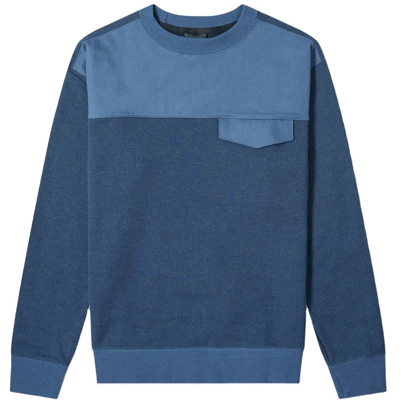 Brystlomme til m&aelig;nd Custom 100% bomuldsjersey med ribkanter Rundhals-patchwork sweatshirts