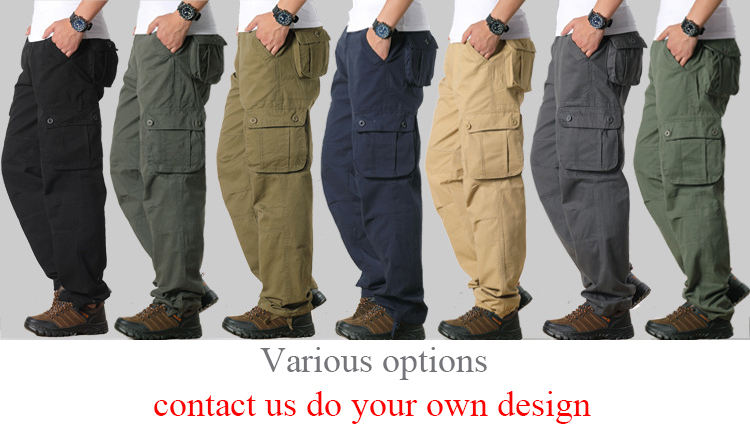Customized Tactical Pants Solid Color Functional Multi Pockets Men Outdoor Cargo Pants