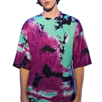 T-shirt a maniche corte tinta in cotone da uomo con spalla cadente personalizzata