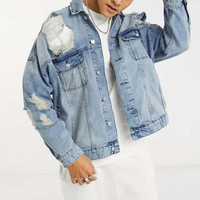 Custom Mens Jean Jackets Denim Washed Distressed Oversized Men Denim Jacket