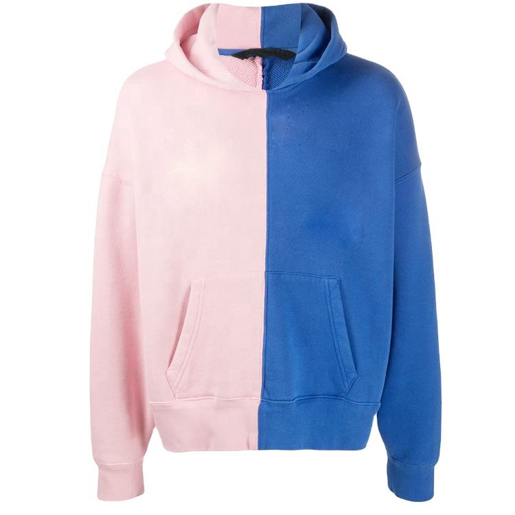 Cetakan Logo Tersuai Gaya Baharu Blok Warna Hoodies Bersaiz Besar Mens