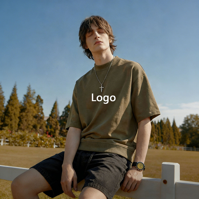 K1130 เสื้อยืดขยายชายเสื้อ Boxy Half Height Collar