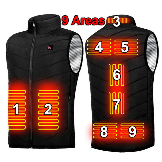 Fabricante OEM Inverno Unissex Homens Usb Recarreg&aacute;vel Jaqueta Aquecedor El&eacute;trico 2 4 9 Zona Aquecimento Aquecimento T&eacute;rmico Colete Aquecido