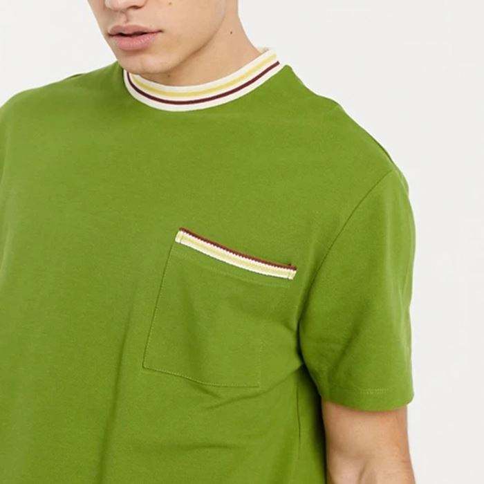 Чоловіча однотонна бавовняна футболка OEM із коротким рукавом і контрастною стрічкою з круглим вирізом