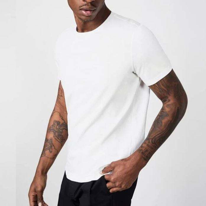 Massf&ouml;rs&auml;ljning av h&ouml;gkvalitativ bomullstr&ouml;ja med rund hals, kort&auml;rmad m&auml;n Basic tomma t-shirts