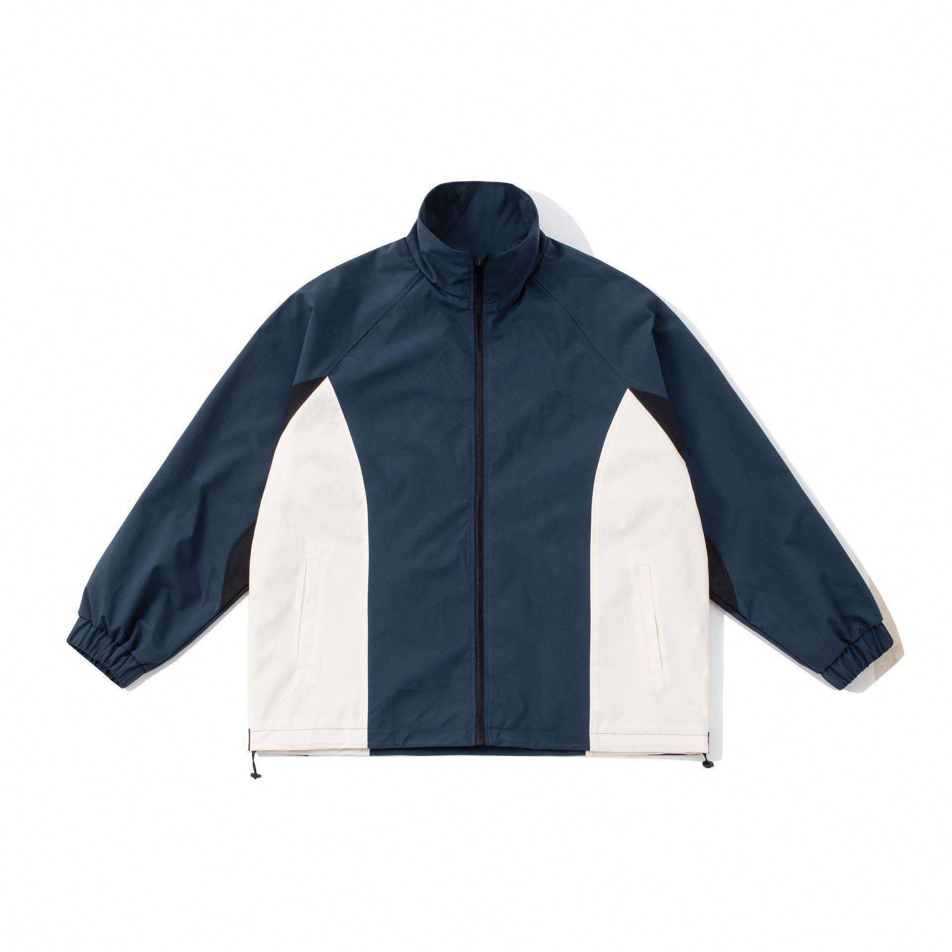 Fabricant OEM personnalis&eacute; grandes tailles coutures contrast&eacute;es populaire col montant fermeture &eacute;clair veste d&eacute;contract&eacute;e