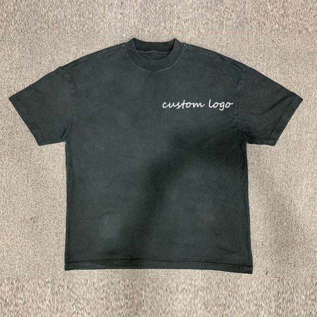 T-shirt &agrave; manches courtes pour hommes, en coton &eacute;pais, avec Logo et &eacute;tiquette personnalis&eacute;s en usine, de Style Vintage de base