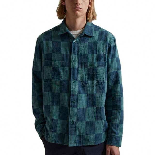 OEM Manufacturer Custom Puga pyga Sursum homines longa Sleeve Plaid Online shirt Cum arca Pockets