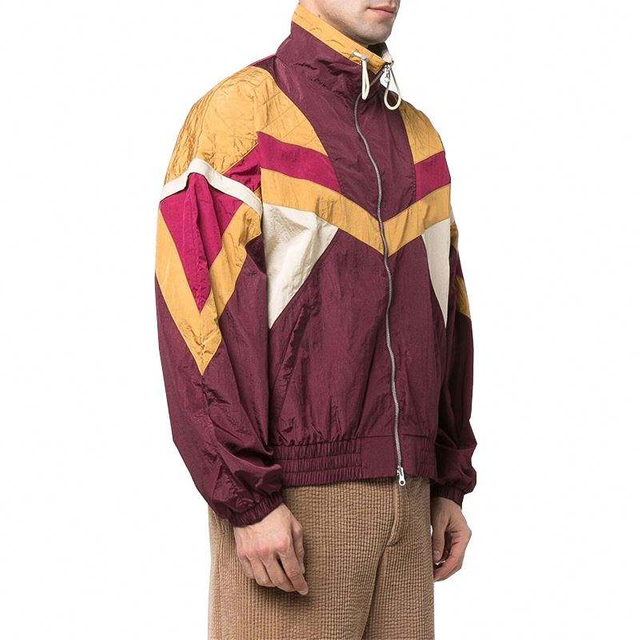 Oem V&yacute;robce Custom Men Windbreaker Patchwork Fashion Dlouh&yacute; ruk&aacute;v Zip na lež&eacute;rn&iacute; sportovn&iacute; běžeck&aacute; bunda