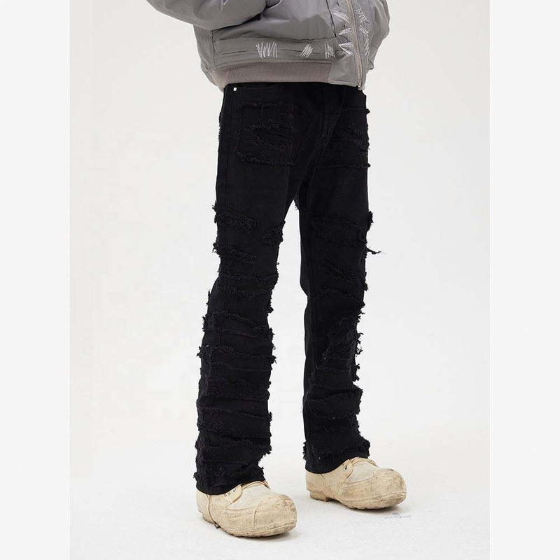 OEM-producent Tilpas dit LOGO Herre Hip Hop Loose Fit Raw Edge Destruction Style Casual Bukser Herre Cargo Bukser