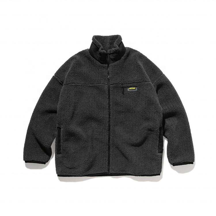 Fabricant OEM unisexe hiver noir grande taille confortable coupe-vent chaud polaire manteau d&eacute;contract&eacute; veste