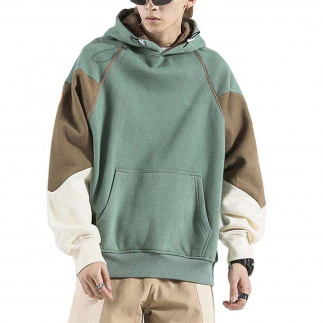 Proizvajalec originalne opreme, moški puloverji s kapuco iz bombaža in barvnih blokov po meri proizvajalca OEM iz tehničnega flisa, preveliki hip hop