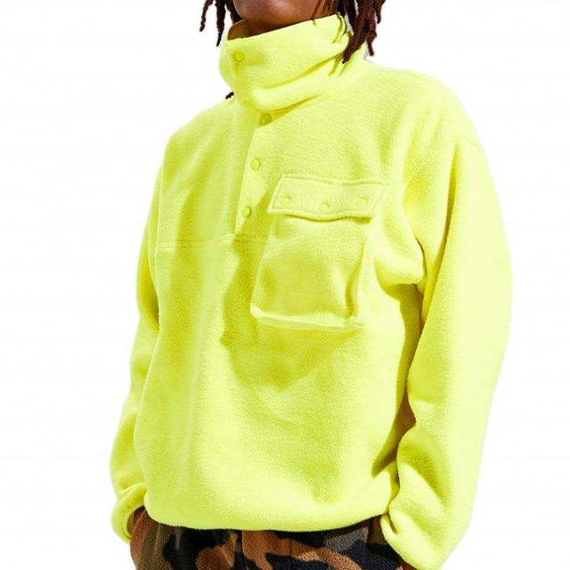 OEM Manufacturer Custom Stylish Hip Hop Yellow Mens vellus Long Sleeve Crew Neck Sweatshirt Cum Arca Cargo Pocket