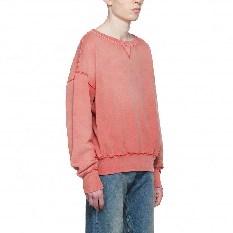OEM-producent Brugerdefinerede moderigtige m&aelig;nd rund hals syre vintage vask bomulds sweatshirts med kontrasts&oslash;m