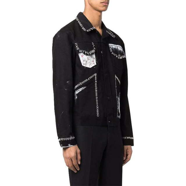Chaqueta vaquera de manga larga con estampado gr&aacute;fico de un solo pecho, color negro, nuevo estilo, fabricante OEM