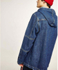 OEM-produsent tilpasset 100 % bomull for menn Halv glidel&aring;s Oversized Patchwork Denim Pullover hettegenser