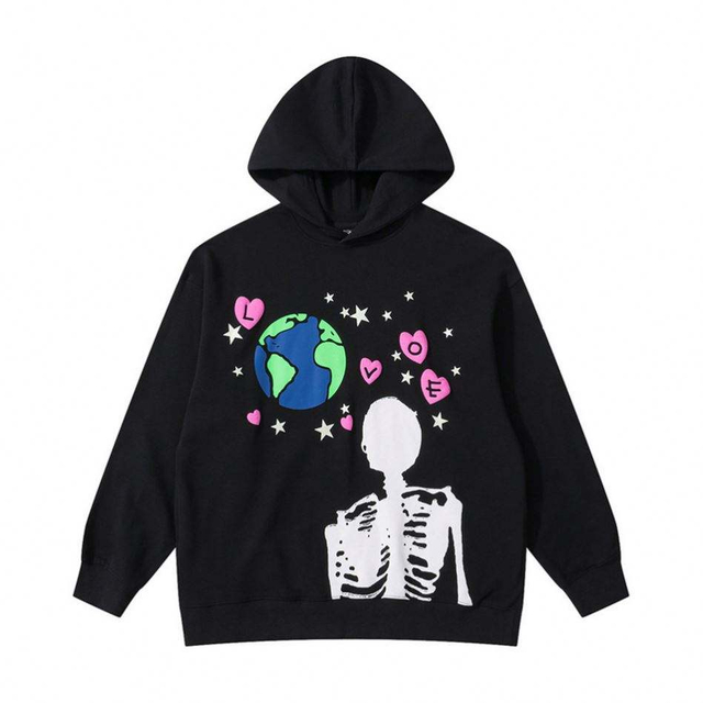 Fabricante OEM logotipo personalizado com capuz floral estampado em espuma moda solta simples hip hop moletom com capuz personalizado