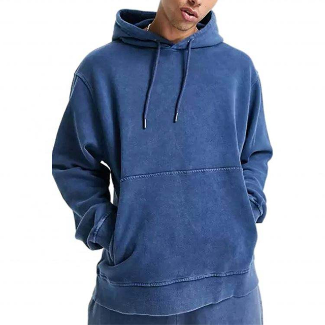 Fabricante OEM Vestu&aacute;rio Simples Tingido Estilo Vintage Personalizado Grosso Lavado Homens Soltos Roupas com Capuz