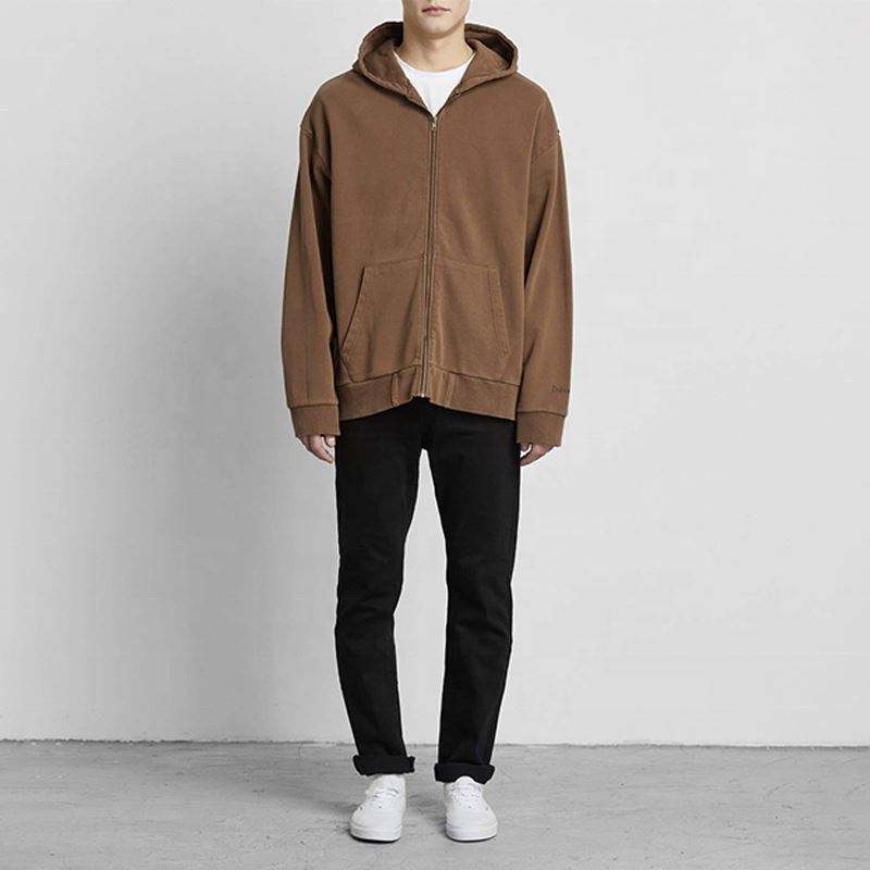 Производител на OEM висококачествени качулки с цип от 100% памук Мъжки суичъри с качулка с цип по поръчка, големи обикновени френски хавлиени заготовки