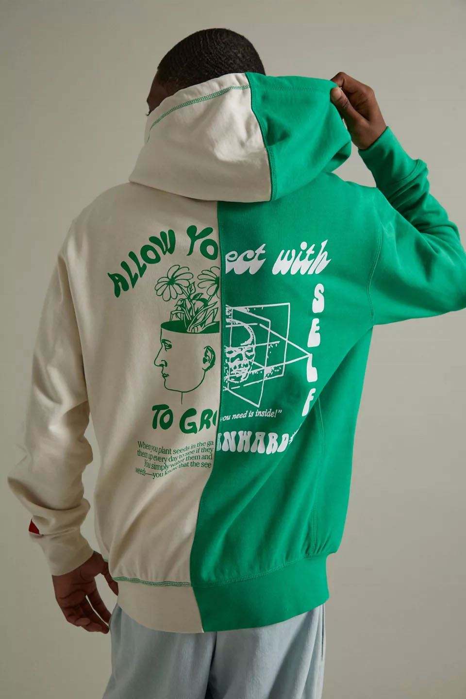 Pullover felpa con cappuccio con zip intera con cappuccio e grafica personalizzata da uomo in cotone 100% bicolore bicolore dal produttore OEM