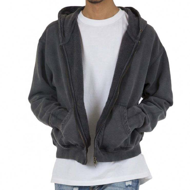 OEM-tillverkare Anpassad bomullsfleece Oversized vintage tv&auml;ttad hoodie med dragkedja f&ouml;r m&auml;n