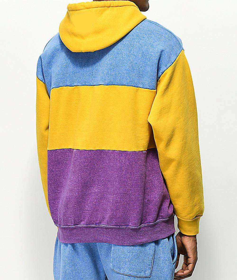 Κατασκευαστής OEM Custom Cotton Color Block Vintage Wash Hoodie με αντίθεση Πολύχρωμο ξεθωριασμένο Vintage πουλόβερ με κουκούλα