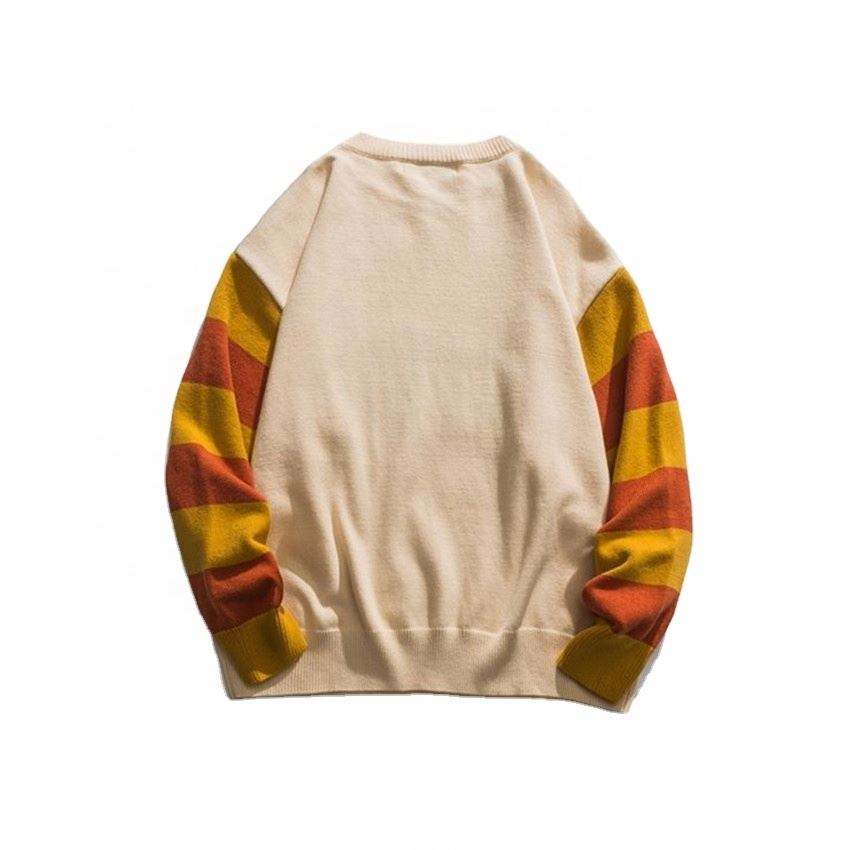 ผู้ผลิต OEM กำหนดเองผู้ชายเสื้อสวมหัวจับคู่สีเสื้อกันหนาวแฟชั่นถักเรียบง่าย