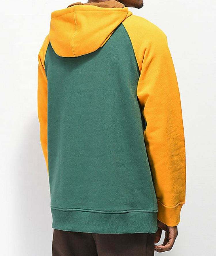 ผู้ผลิต OEM ผู้ชายที่กำหนดเองคุณภาพสูง 100 ผ้าฝ้ายสีเหลืองสีเขียวบล็อกเสื้อ Hoodies ว่างเปล่า
