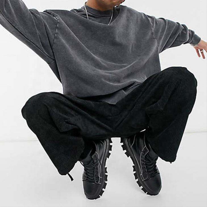 Proizvajalec originalne originalne opreme, siva moška jopica z visokim ovratnikom, prevelika bombažna vintage prana puloverji