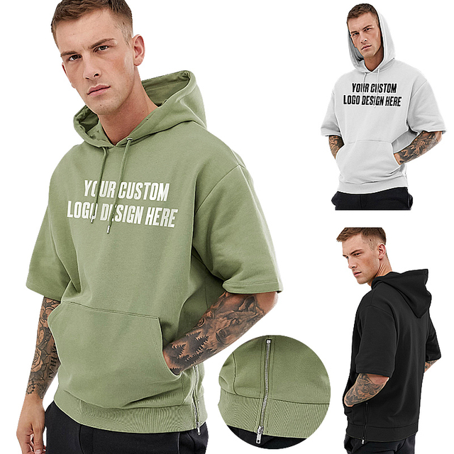 Mode OEM ODM nieuwe stijl casual heren hoodies met korte mouwen