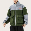 Зимняя куртка с вырезанными и пришитыми карманами, мужская куртка-бомбер с цветными блоками, большой воротник-стойка, эластичный подол, оптовая продажа