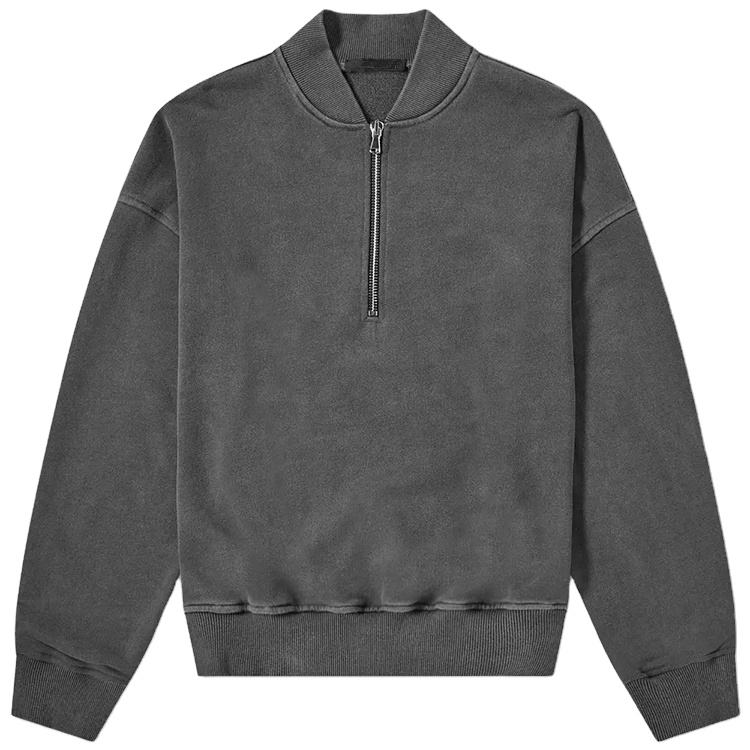 Mode katoenen heren vintage gewassen sweatshirts met kwartrits