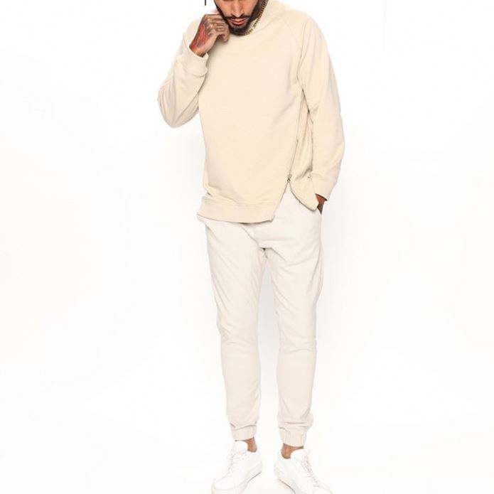 ສິນຄ້າຄຸນນະພາບສູງ Pants Solid Color Elastic Drawstring Waist Men Jogger Sweatpants