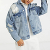 &Aacute;o kho&aacute;c jean nam t&ugrave;y chỉnh Denim được giặt đau khổ &Aacute;o kho&aacute;c denim nam qu&aacute; khổ