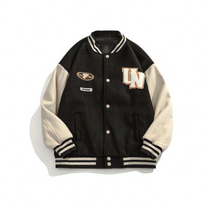 Oem Custom Streetwear Winter Bomber Jacket th&ecirc;u Patch Lettermen &Aacute;o kho&aacute;c b&oacute;ng ch&agrave;y