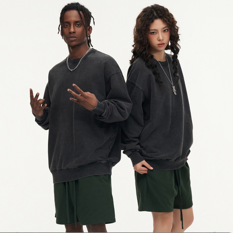 Cetakan Skrin Gaya Baharu Mewah 100% Kapas Asid Tersuai Basuh Baju Vintage