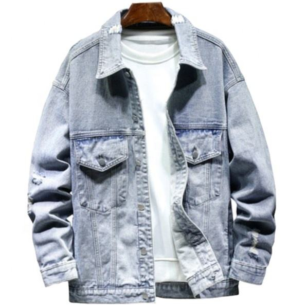 ผู้ผลิต OEM Custom Fashion Denim Plus Size Men's Coatss แจ็คเก็ตเสื้อผ้าปกลำลอง