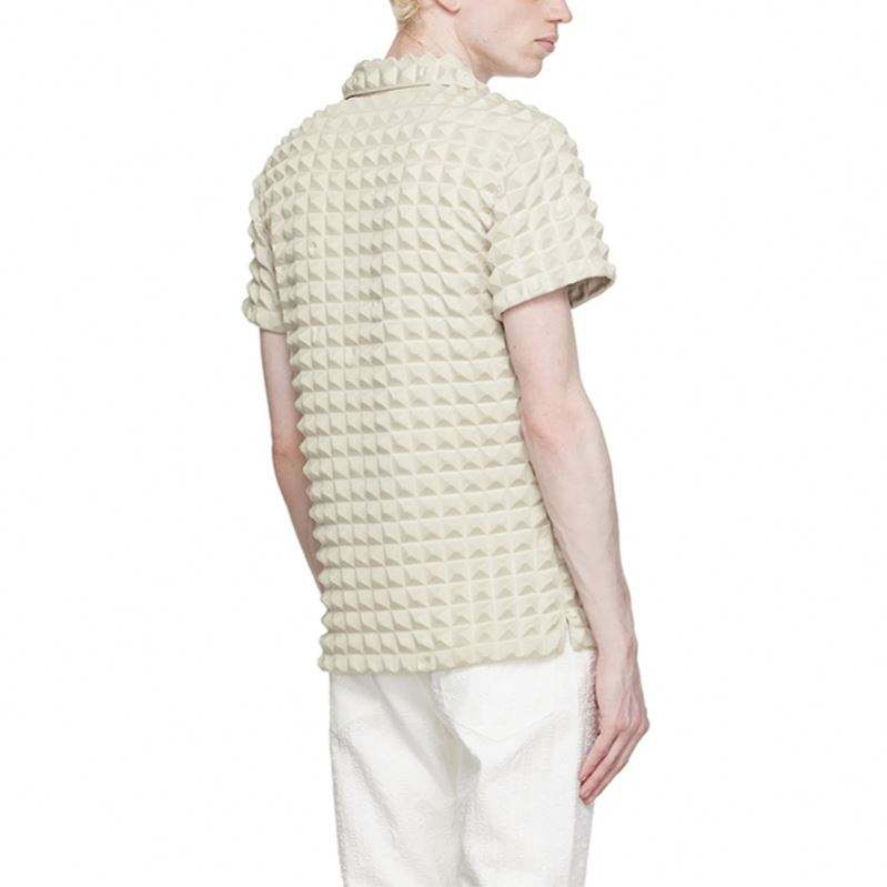 Fabricante OEM estilo de ver&atilde;o personalizado masculino gola quadrada de poli&eacute;ster de alta qualidade camisa de manga curta para homens