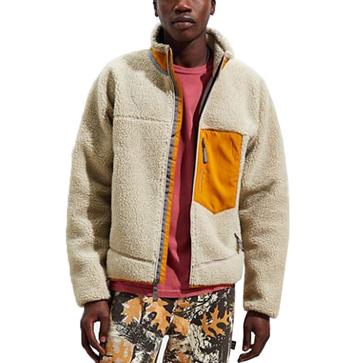 OEM de alta qualidade com z&iacute;per de inverno logotipo personalizado jaqueta de l&atilde; Sherpa masculina de grandes dimens&otilde;es