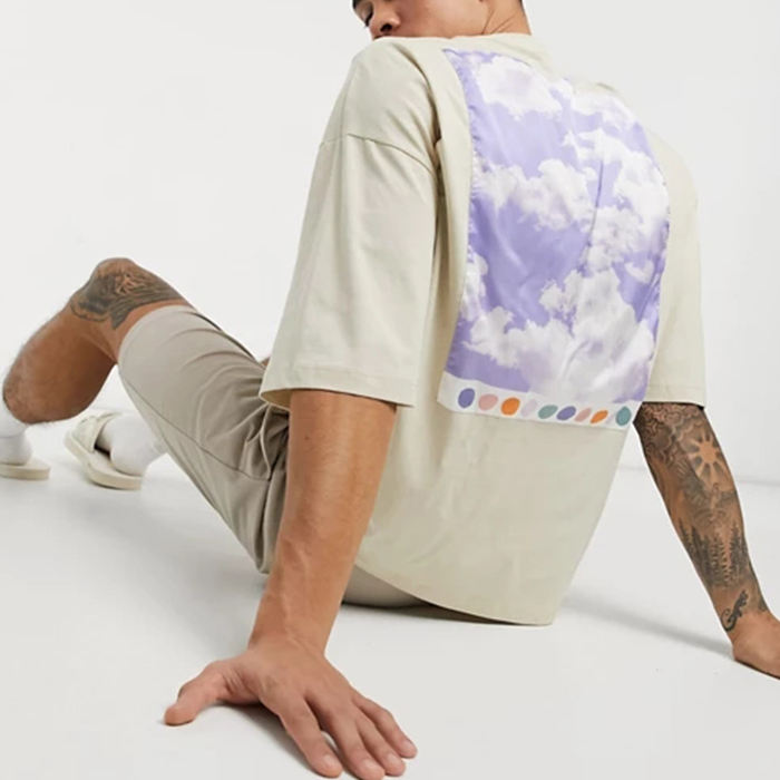 Camiseta impresa sat&eacute;n trasera de gran tama&ntilde;o del vintage de los hombres del panel de las camisetas al por mayor de encargo