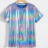 Partihandel anpassad designer T-shirt holografisk satincrew Neck Hip Hop T-shirt m&auml;n