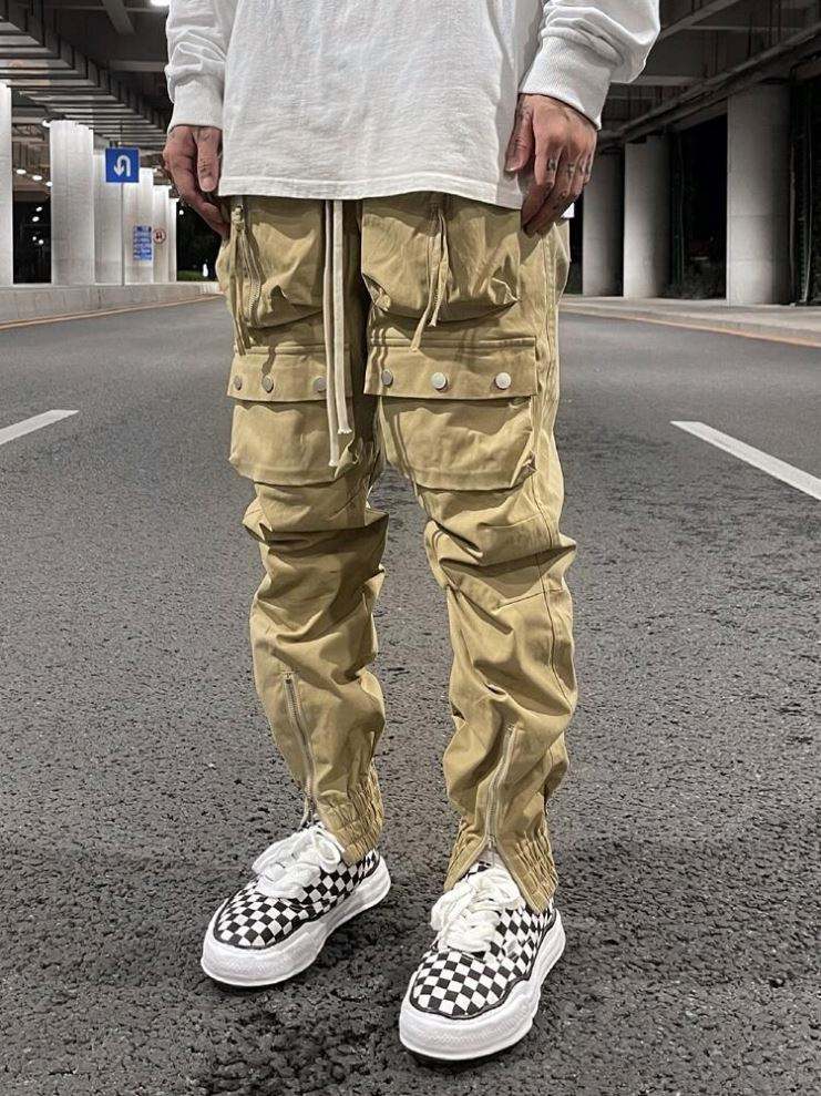 Pantalon de jogging coupe-vent coupe ample, fabricant OEM 2022 produits, pantalon de sport en Nylon avec poches multi-zip, pantalon Cargo