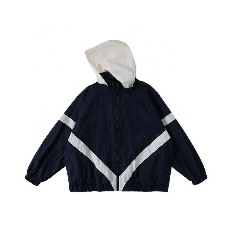 OEM メーカーのカスタム プラス サイズ防水フライング ジップアップ パーカー レトロ ステッチ新しいジャケット