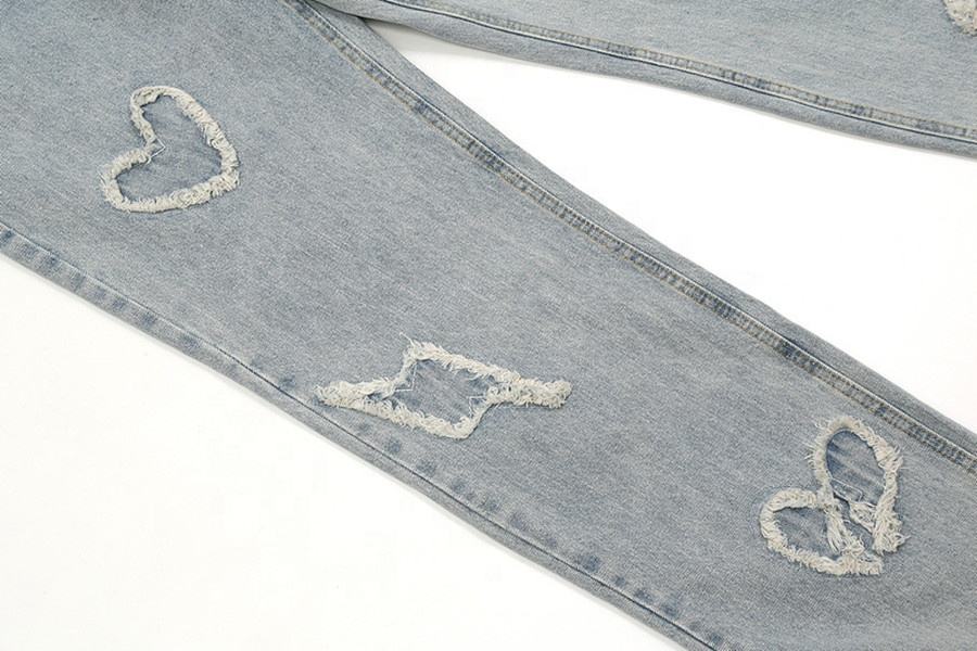 OEM Producent Engros Custom Logo High Street Denimbukser Vasket Patch Cloth Uld Edge Casual Bukser Til M&aelig;nd T&oslash;j