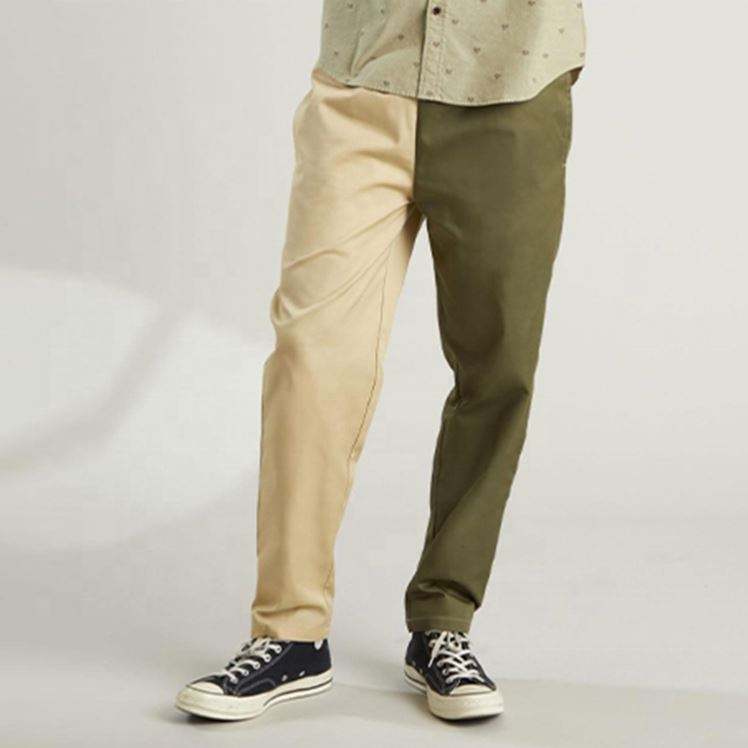 Pantalones de encargo de los pantalones del contraste de dos tonos del bloque del color de las bragas de la tela cruzada de algod&oacute;n del fabricante del OEM