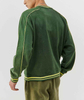 OEM-Hersteller, &uuml;bergro&szlig;es Baumwoll-Fleece-Herren-Pullover, gestreiftes, geripptes Sweatshirt mit Rundhalsausschnitt und gr&uuml;ner Spitze