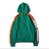 OEM Producent Engros H&oslash;jkvalitets brugerdefineret eget logo Gr&oslash;n Orange Stribet Pullover h&aelig;ttetr&oslash;je med blandet farveblokerende h&aelig;ttetr&oslash;je