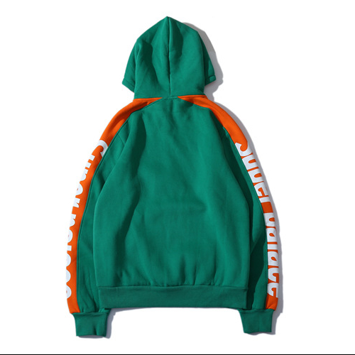 OEM Producent Engros H&oslash;jkvalitets brugerdefineret eget logo Gr&oslash;n Orange Stribet Pullover h&aelig;ttetr&oslash;je med blandet farveblokerende h&aelig;ttetr&oslash;je